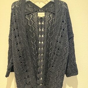 Lucky Brand Women's Black Open-Knit Cardigan